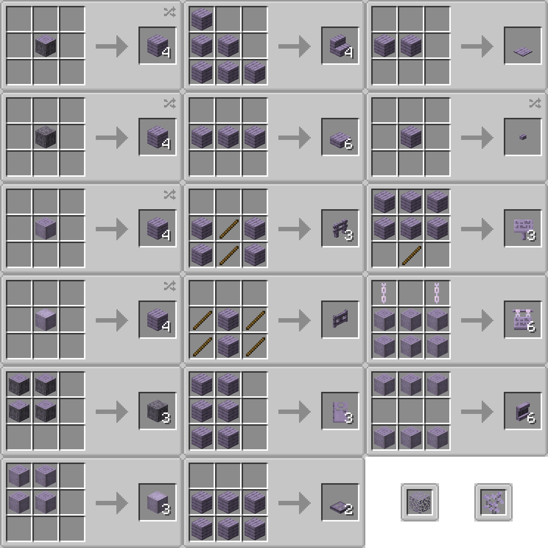 Ghostly wood set recipes
